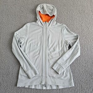 Icebreaker Quantum III Hoodie Womens XL Gray Full Zip 100% Merino Wool Hiking